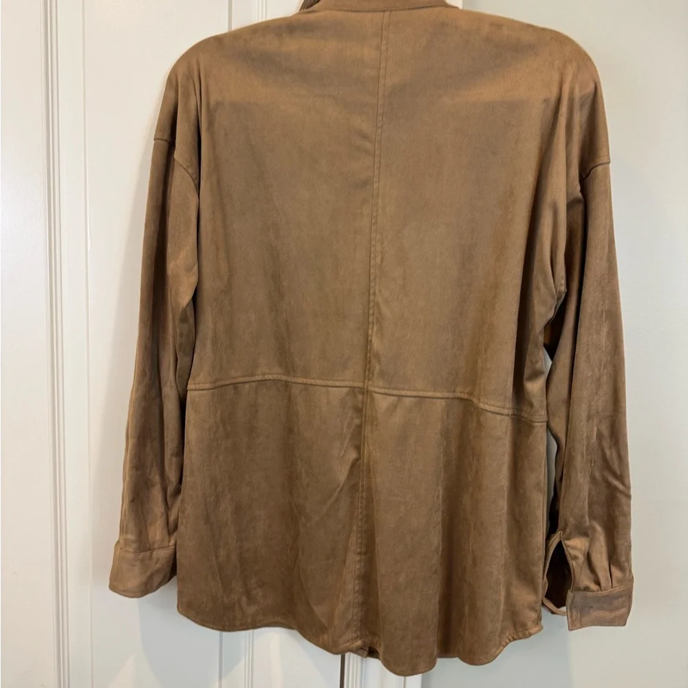 Brown suede like Button Down Shirt soft western max studio - Picture 7 of 7